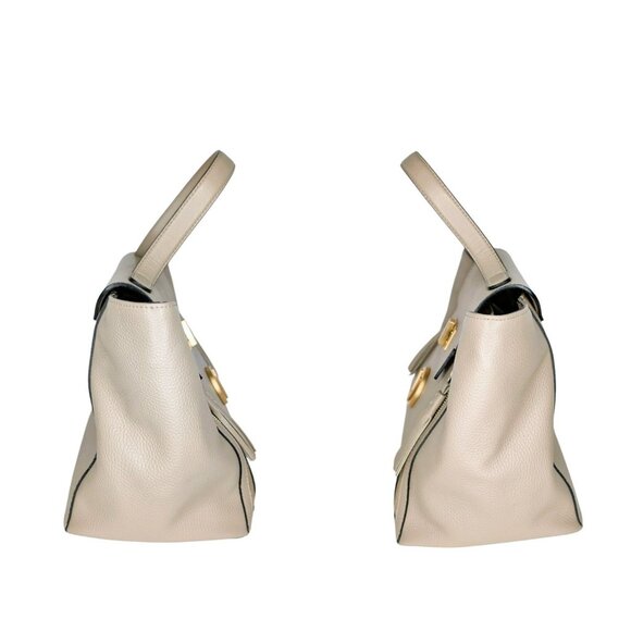 Valentino By Mario Valentino Camilla Taupe Leather Satchel w/ Strap - Picture 4 of 9